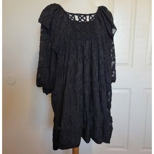 Womens Twelfth street size 10 lace and puffy sleeved dress all black